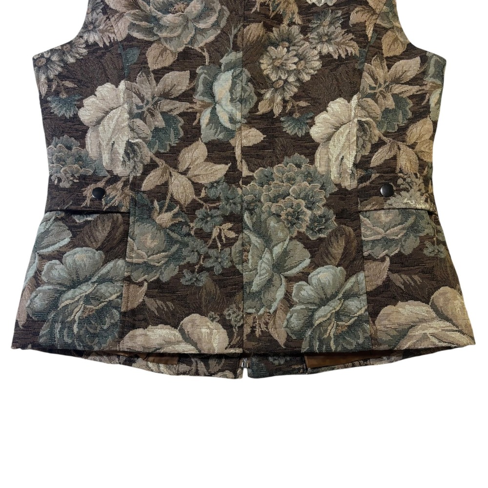 Drapers & Damons Floral Tapestry Vest Women's‎ Medium Sleeveless Zip Up - Picture 4 of 10